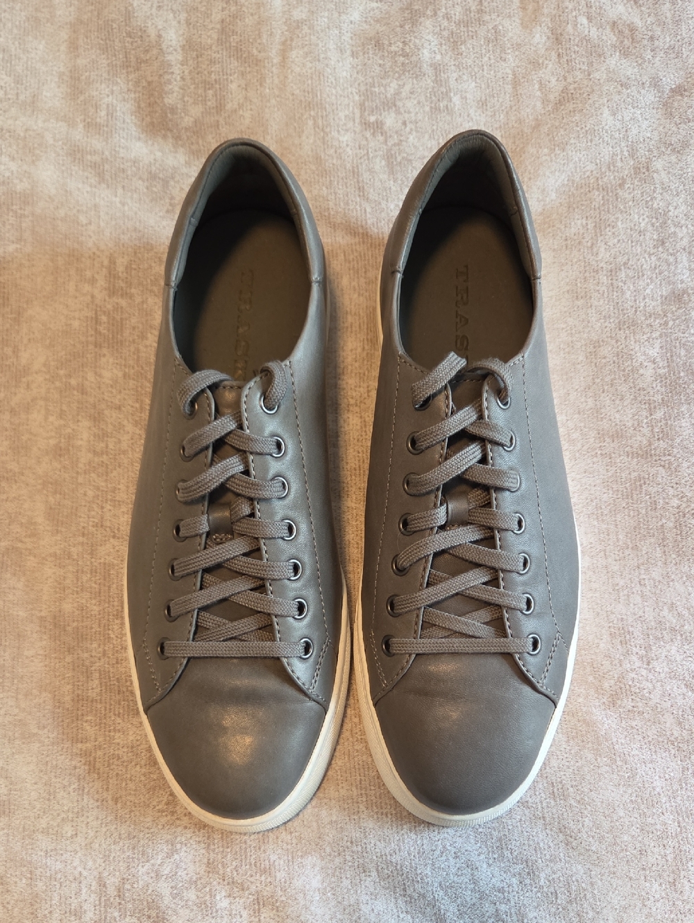 Trask Men's Grey Leather Low-Top Sneakers - Casual Lace-Up